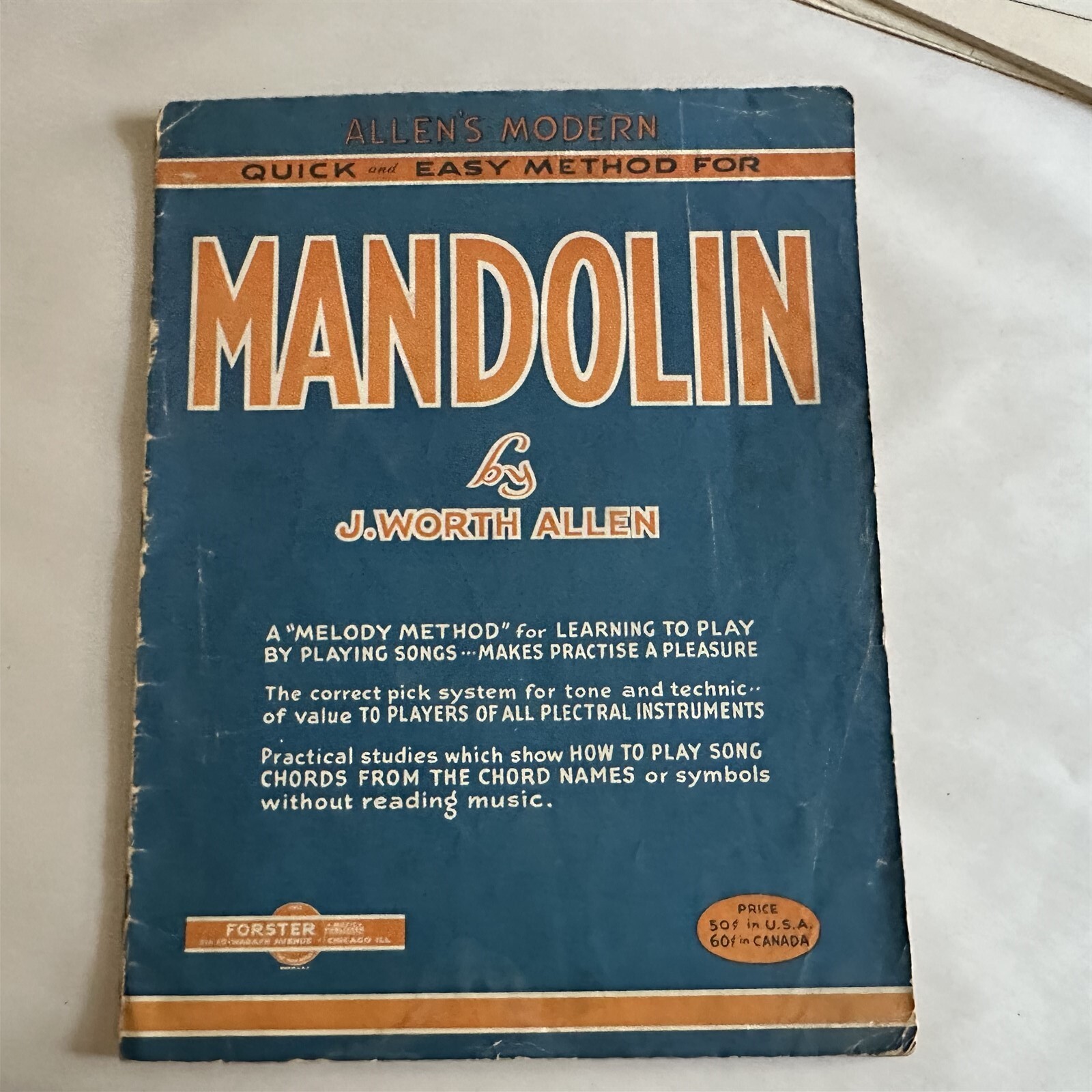 Allen's Modern Quick And Easy Method For Mandolin Beginner Instruction Book