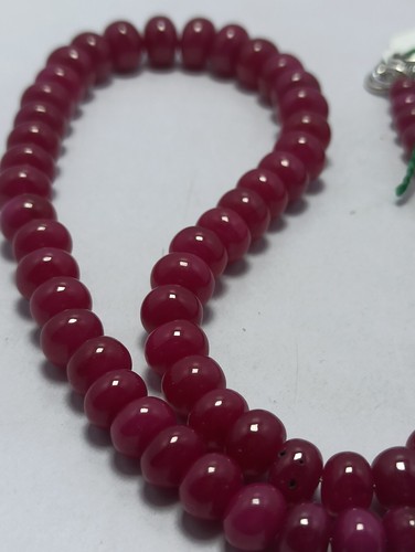 20" 925 String Silver Lock Necklace Ruby Gemstone Smooth Round Beads 380 Carat - Picture 11 of 18