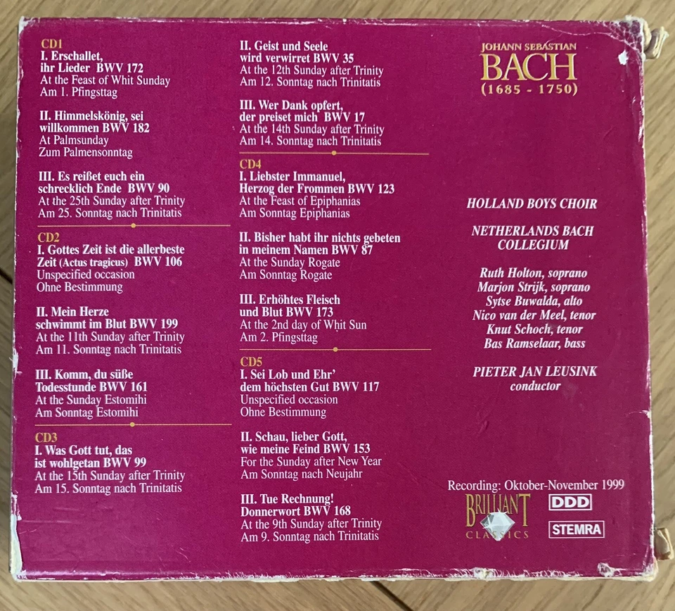 J.S. Bach - Cantatas Vol. III - 5 CD Set. Bach Edition Vol. 8 - Image 2 of 4