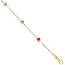 Adjustable Baby's Children's Kids Enamel Ladybug Bracelet REAL 14K Yellow Gold