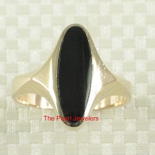 14K Solid Yellow Gold Oval Black Onyx Band Ring