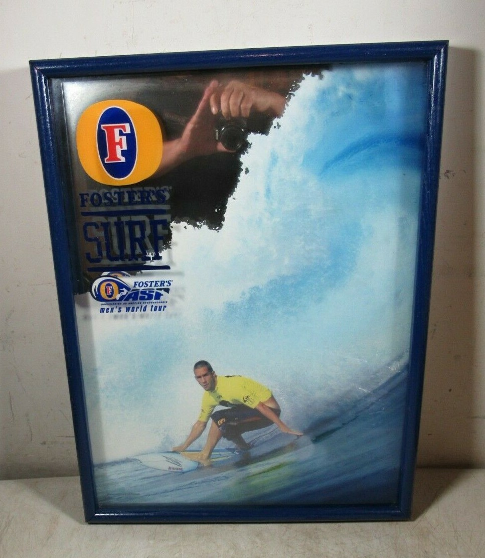 Vintage 1998 Foster's Beer ASP Surfing 3-D Shadowbox Mirror Kelly
