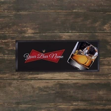 Personalised Whiskey Red Label Bar Towel Runner Pub Party Mat Beer Cocktail Gift