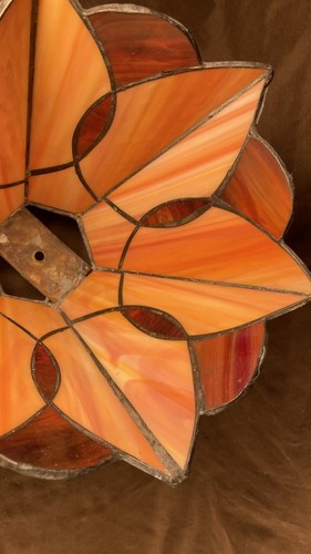 Antique 6 Panel Art Nouveau Deco Arts Crafts Slag Glass Lamp Light Shade - Picture 12 of 21