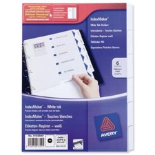 Avery Punched Divider A4 6-Part IndexMaker Set White Tab Personalised Filing