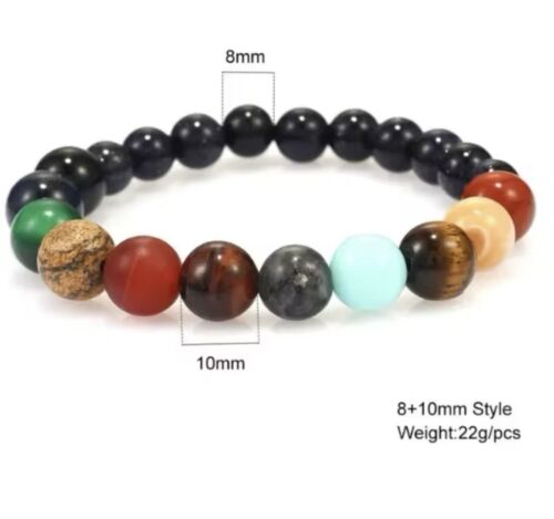 πͺ Solar System 11 Planets Stone Beads Bracelet Chain Natural Healing Gift - Picture 6 of 9