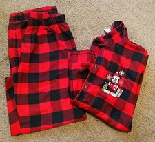 Disney Mickey Mouse PJ  s Christmas Plaid Red Black Sleepwear Size Small