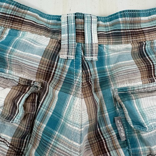 VTG Levi's SilverTab Mens Cargo Shorts 31x13 Blue Brown Plaid Skater 90s Y2K - 第 13/15 張圖片