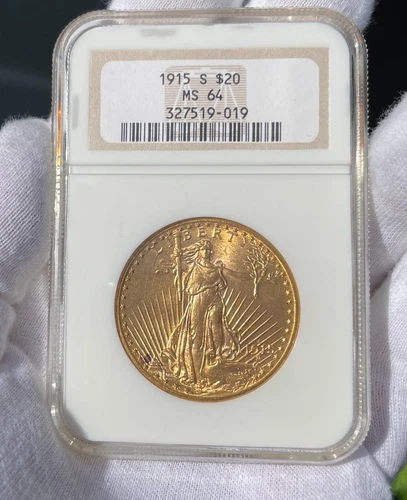 1915-S $20 Saint Gaudens Double Eagle Gold Coin NGC MS 64