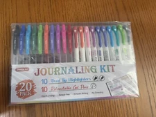 Shuttle Art Journaling Kit 10 Dual Tip Highlighters 10 Retractable Gel Pens New