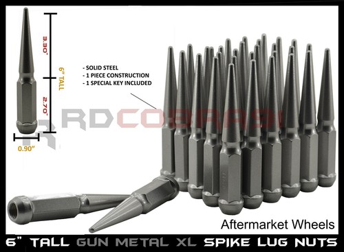 2020 Jeep Gladiator PowderCoated GunMetal Spike Lug Nuts M14x1.5 6"Tall USA Made - Picture 1 of 9