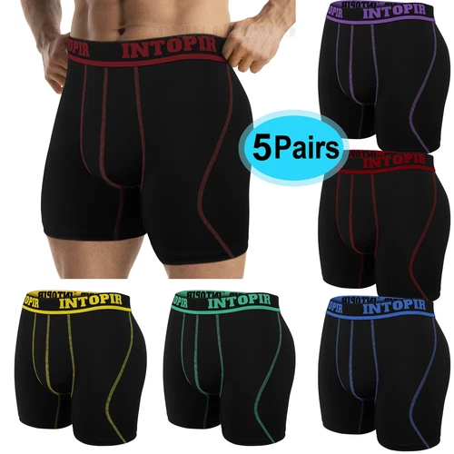 5pcs Men's Plus Size Breathable Soft Comfy Quick Dry Boxer Briefs Shorts Sports - Picture 1 of 18