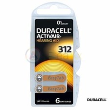 Duracell Activair Size 312 - PR41 Brown Hearing Aid Batteries 6pcs