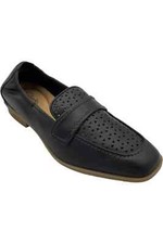 Clarks Collection Perforated Leather Loafers - Lyrical Way-Black-7W A369897 NEW