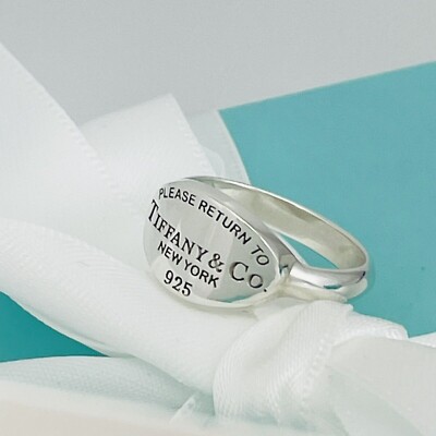 Size 6 Please Return to Tiffany & Co Oval Signet Ring in Sterling