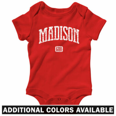 Madison 608 Wisconsin One Piece Uw Badgers Baby Infant Creeper Romper Nb 24m Ebay
