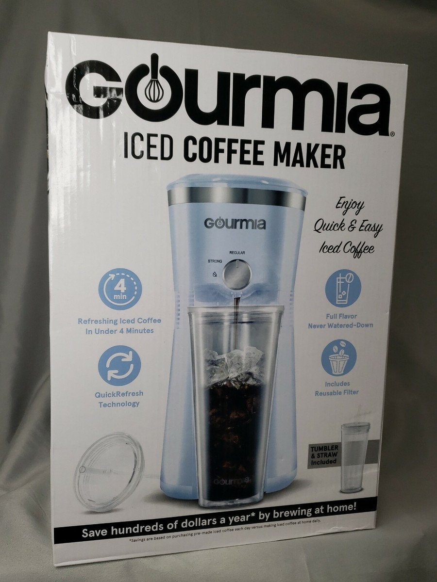 Gourmia BLUE Iced Coffee Maker with Brew-Strength Control Reusable