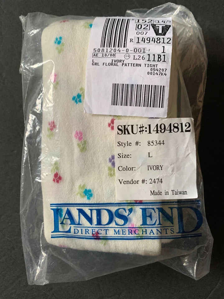 Medias Lands End Niñas Grandes 12-14 Flores Nuevas Con Etiquetas De Colección Marfil Foto 2 de 4