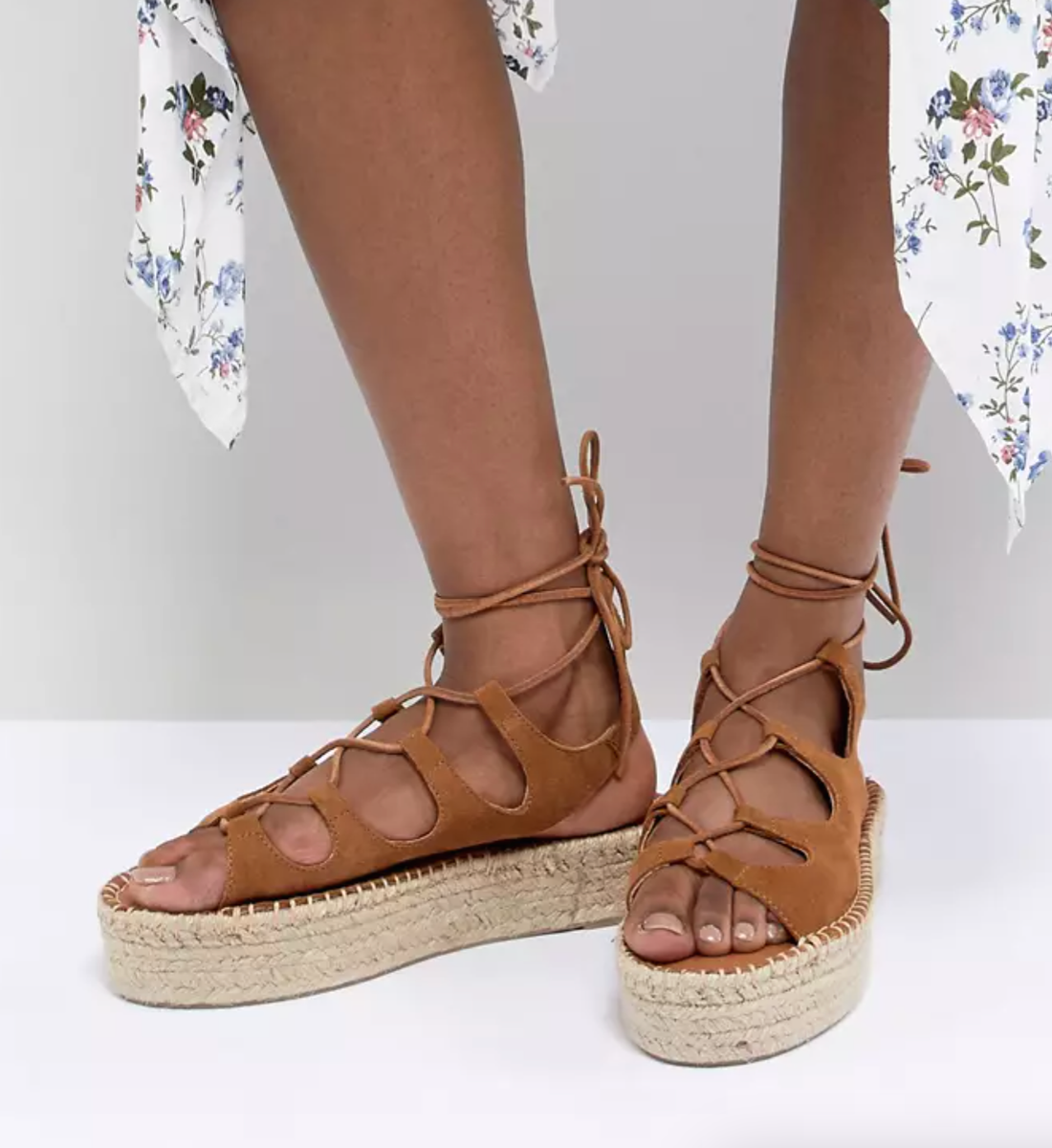 ALOHAS 'GLADIATOR' ESPADRILLES IN CAMEL BROWN UK UK
