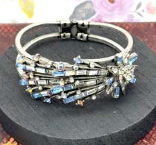 Sweet Romance Blue & White AB Rhinestone Hinged Bracelet The Starlet Collection