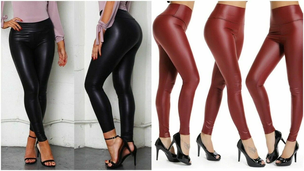 Plus Size Leather Leggings Thermal Fleece Leggings Stretchy, Soft