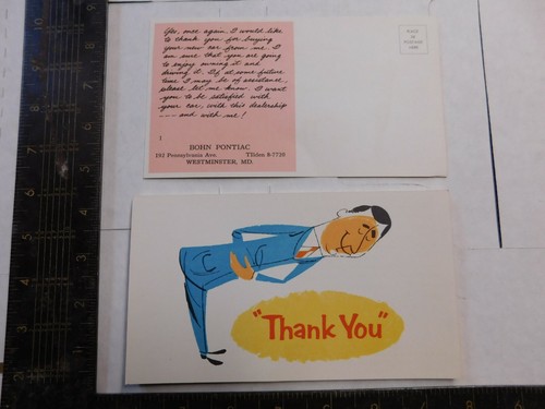 1960'S PONTIAC POST CARD  SALESMAN CARD  #7