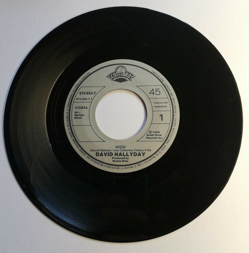 N1056 Vinyle 45 tours david Hallyday High, true cool, 1988 phonogram - Foto 3 di 4