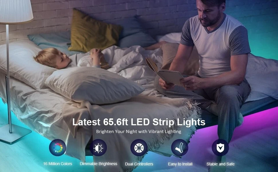 UK PLUG 3-20M LED Strip 5050 RGB Lights Colour Changing Tape Kitchen Lighting - Image 2 of 4