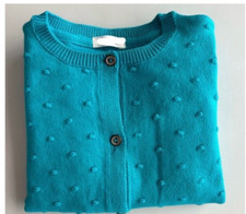 Girls Next Cotton Bobble Cardigan Navy Teal Green Yellow Long Sleeved Knitted