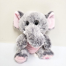 Walmart 6.5" Gray Pink Elephant Heart Foot Sparkle Eyes Stuffed Animal Plush