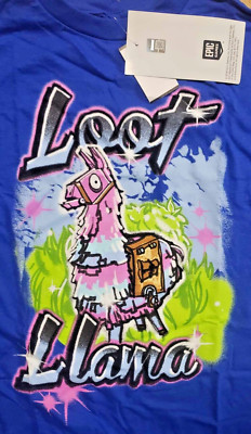 Boys Fortnite BlueT-Shirt Top Loot Llama Ninja Cool Epic Games XL 14-16 New