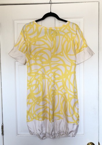 Armani Exchange Women's Yellow White Short Sleeve Silk Dress Size 6 - Picture 5 of 6