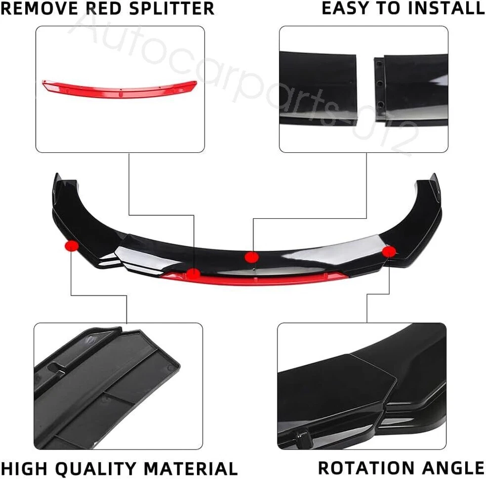 For Toyota Corolla Gloss Front Bumper Lip Spoiler Splitter Body Kit &Side Skirts Foto 3 de 4