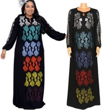 African Muslim Women Abaya Long Sleeve Maxi Dress Dubai Robe Islamic Kaftan
