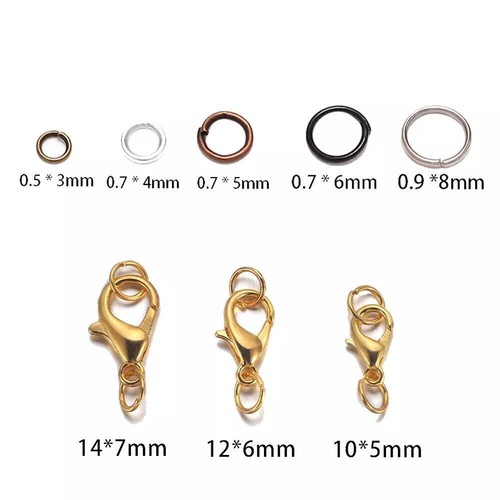 Juego de broches anillos de salto abiertos langosta collar pulsera conectores fabricación de joyas - Imagen 7 de 23