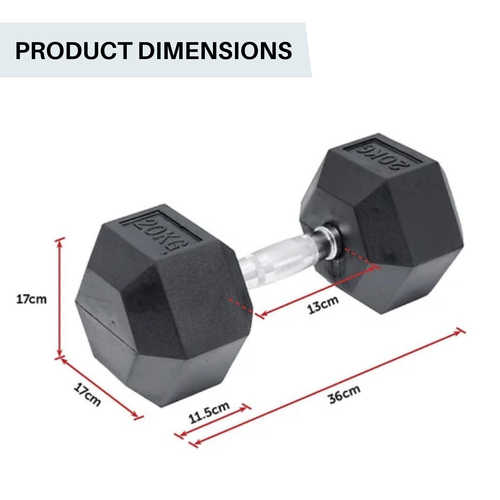 Rubber Hex Dumbbell 20kg Weight Exercise Home Gym Fitness Lifting Commercial - Picture 3 of 8