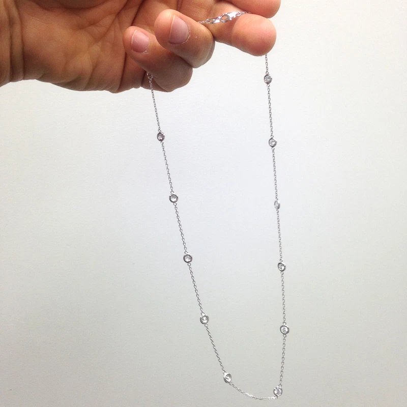 Collar 2 TCW 10 estaciones diamantes por yarda 100 % puro oro macizo de 14 k E VVS1 Foto 2 de 4