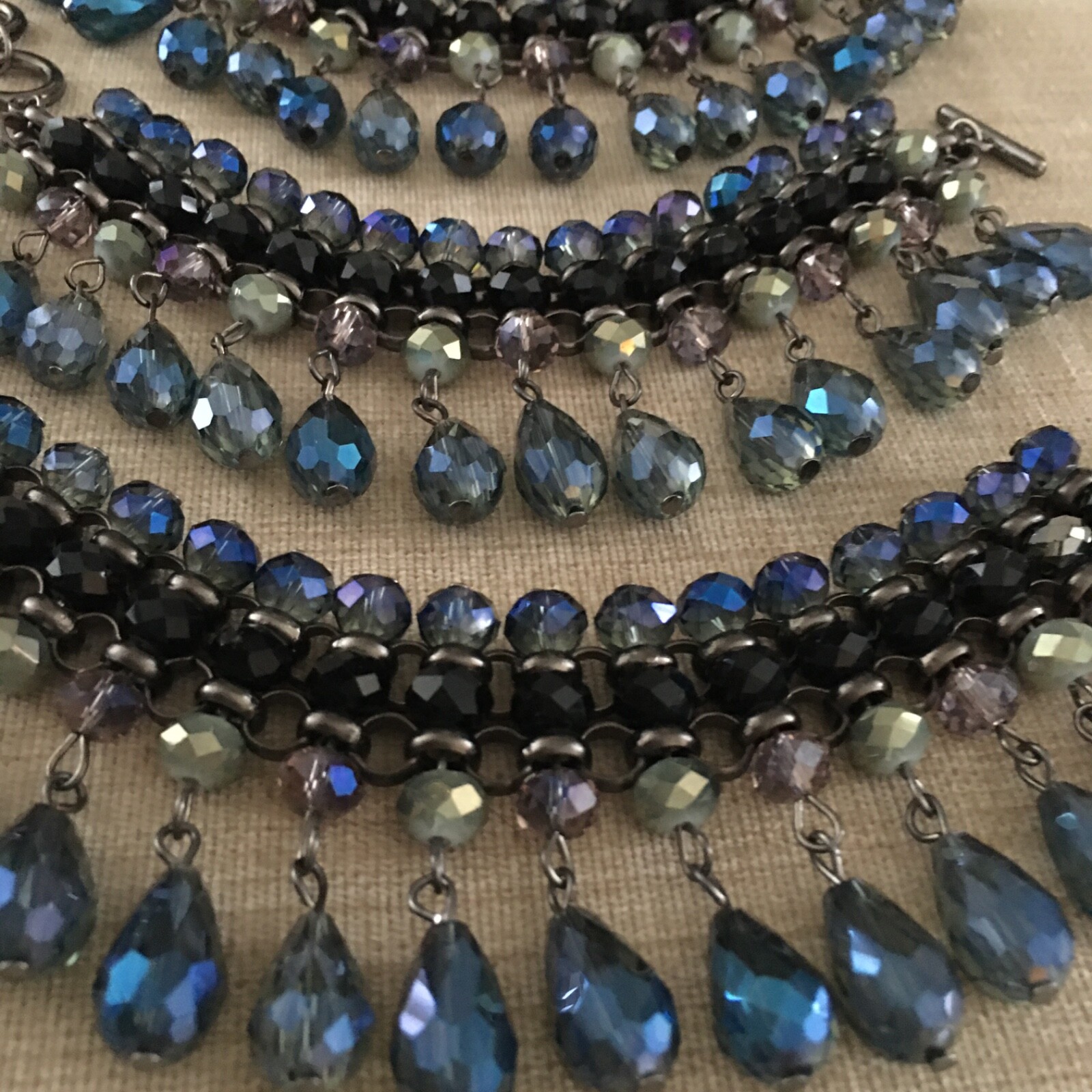 Shimmering Blue Crystal Bracelet Faceted Glass Victorian Inspired