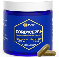 Natural Stacks Cordyceps + Mushroom Supplement with Yerba Mate - Focus & Energy