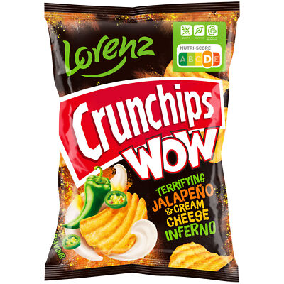 Lorenz Crunchips WOW Jalapeno & Sour Cream geriffelte Kartoffelchips 110g Beute