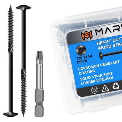 Lag Screws 6 Inch, Construction Wood Screw #14 X 6, 50-Pack Heavy Duty Self Drii