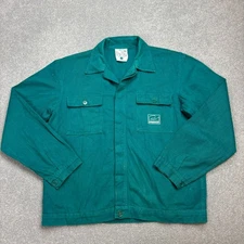 French Jacket Adult Medium Green VINTAGE Workwear Chore Canvas Military Mens