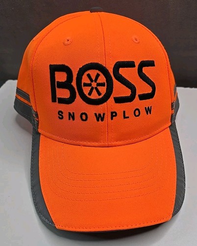 Boss snowplows hat gray reflective accents strap back hunter orange cap - Picture 7 of 7
