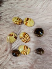 Vintage Lot Of 8 Large Beautiful Macram  Ceramic Pottery Beads Handmade Glazed