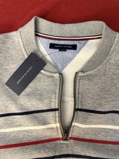Tommy Hilfiger 1/4 Zip Sweater Mens L Gray Pullover NWT