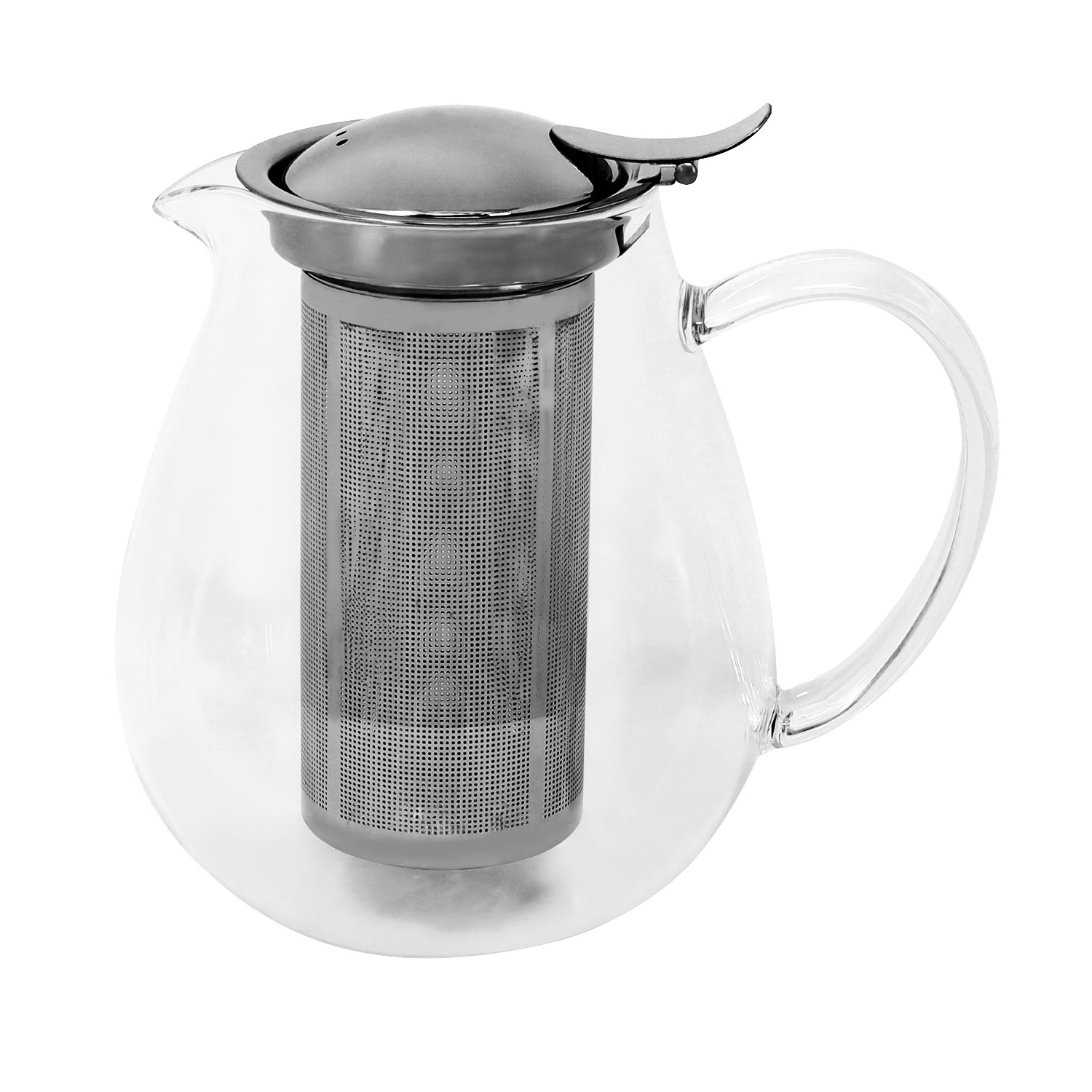 Glass Teapot With Stainless Steel Infuser Lid Loose Leaf Tea Maker Clear 800ml