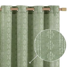 Boho Linen Blend Curtains for Living Room  50"W x 90"L Pack of 2 Boho Sage