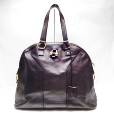 Borsa a mano Yves Saint Laurent YSL Muse grande pelle marrone scuro 2553985