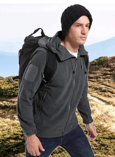 Tacvasen Men's Tactical Hoodie Windproof Military Fleece Jacket Zip Grey Small - Image 2 of 4