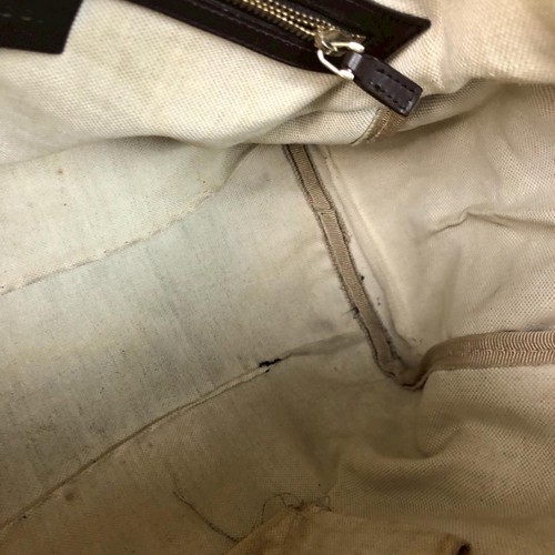 GUCCI GG Canvas Shelley Line Handbag Vintage Old Gucci Brown Beige Vintage Bag L - Picture 5 of 10